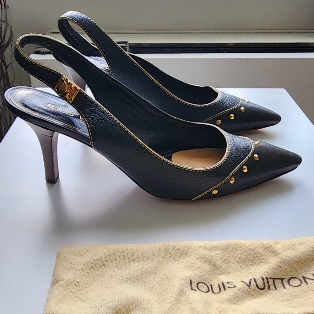 LOUIS VUITTON - AUTHENTIC LOUIS VUITTON CUIR SUHALI SLINGBACKS